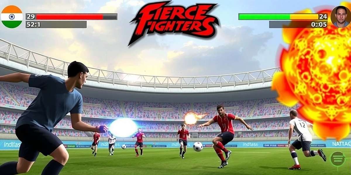 Fierce Football Fighters gameplay screenshot showing Indian stadium with players in action