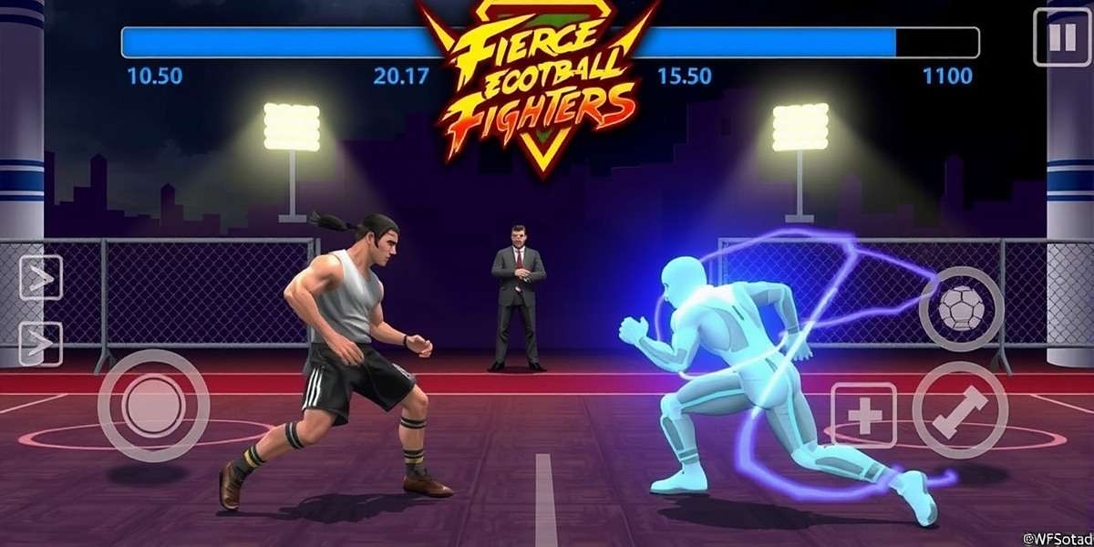 Fierce Football Fighters gameplay showing control interface and player actions
